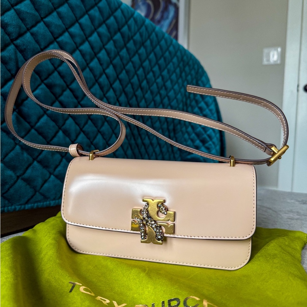 Tory Burch Eleanor E/W Rectangular Snake Crystal … - image 1